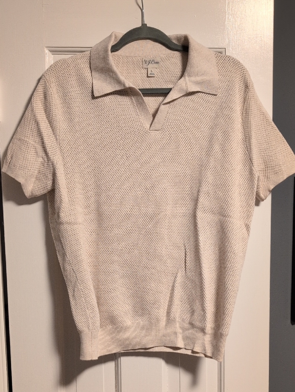 J. Crew Pale Beige Textured Knit Polo